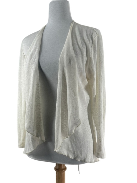 Miik Sweaters - Miik linen cardigan Cream Lightweight lettuce hem y2k Canadian career sz sm